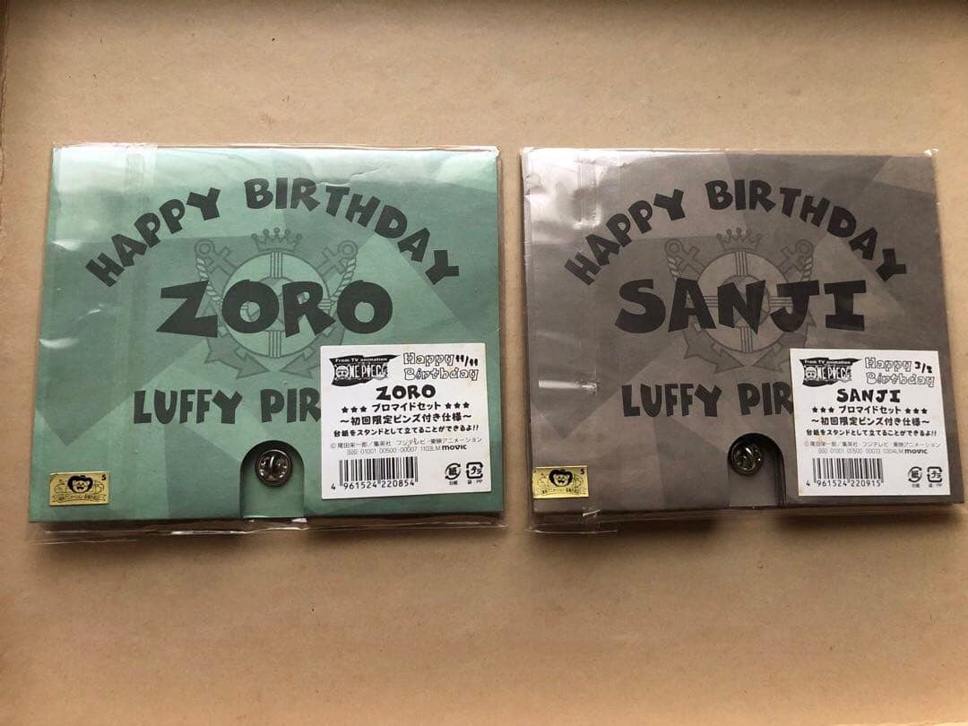 Happy Birthday ブロマイドセット 2点 ピンズ付き ゾロ サンジ