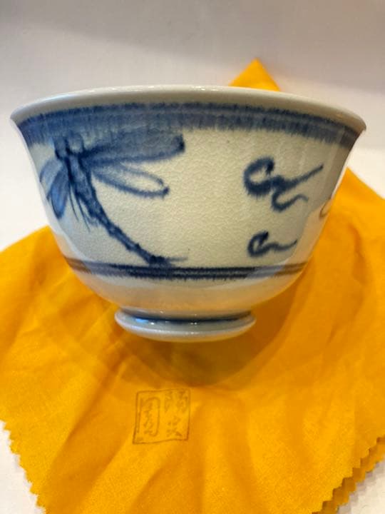 膳所焼　トンボ　茶碗　茶道具　共箱つき