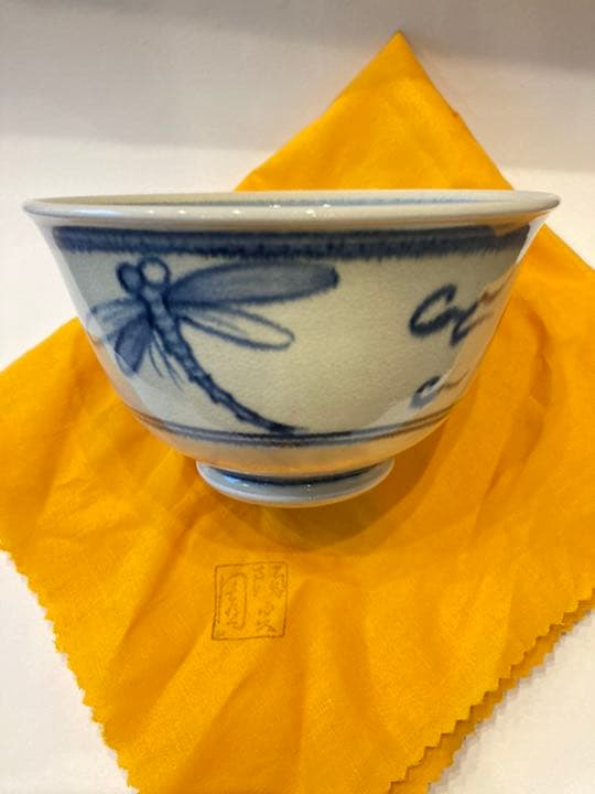 膳所焼　トンボ　茶碗　茶道具　共箱つき