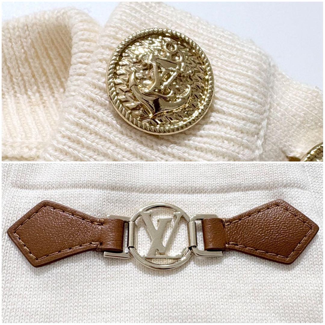 LOUIS VUITTON ニットワンピース 半袖 金ボタン カシミヤ混 M