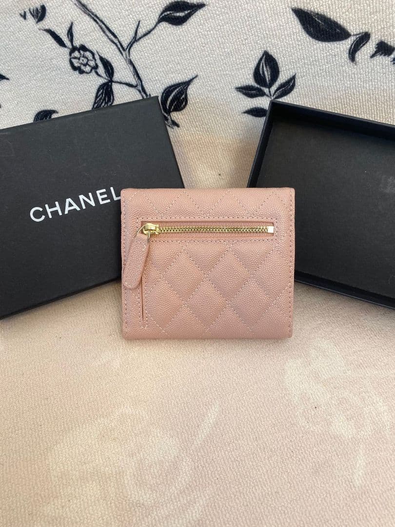 CHANEL キルティング ピンク 三つ折り財布