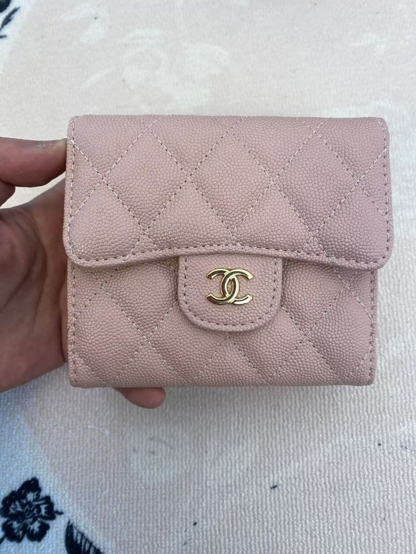 CHANEL キルティング ピンク 三つ折り財布