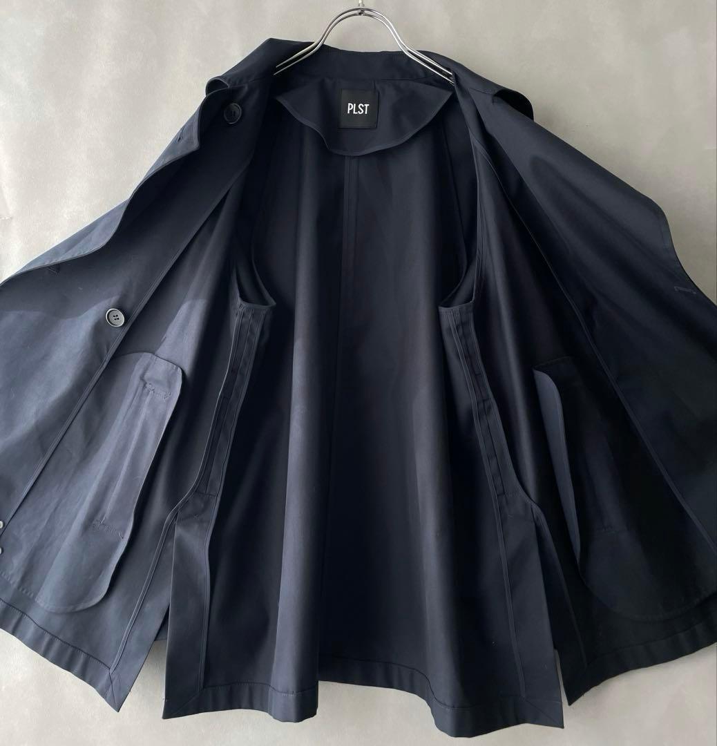 美品✨プラステ　ショートトレンチコート　紺　Mサイズ　綿100% 洗える