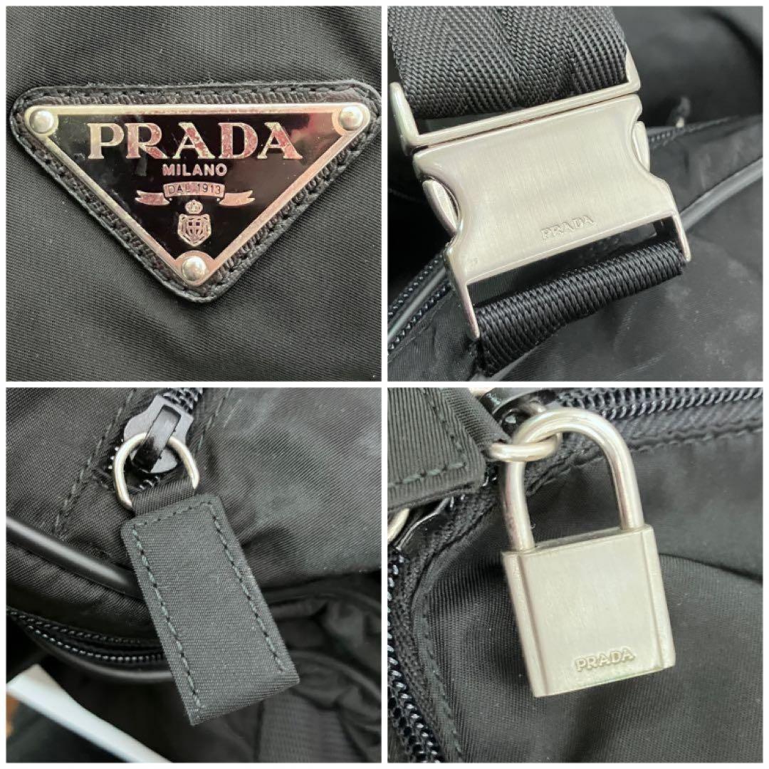 プラダ ボストンバッグ 2way ショルダーバッグ 黒 ナイロン レザー 2
