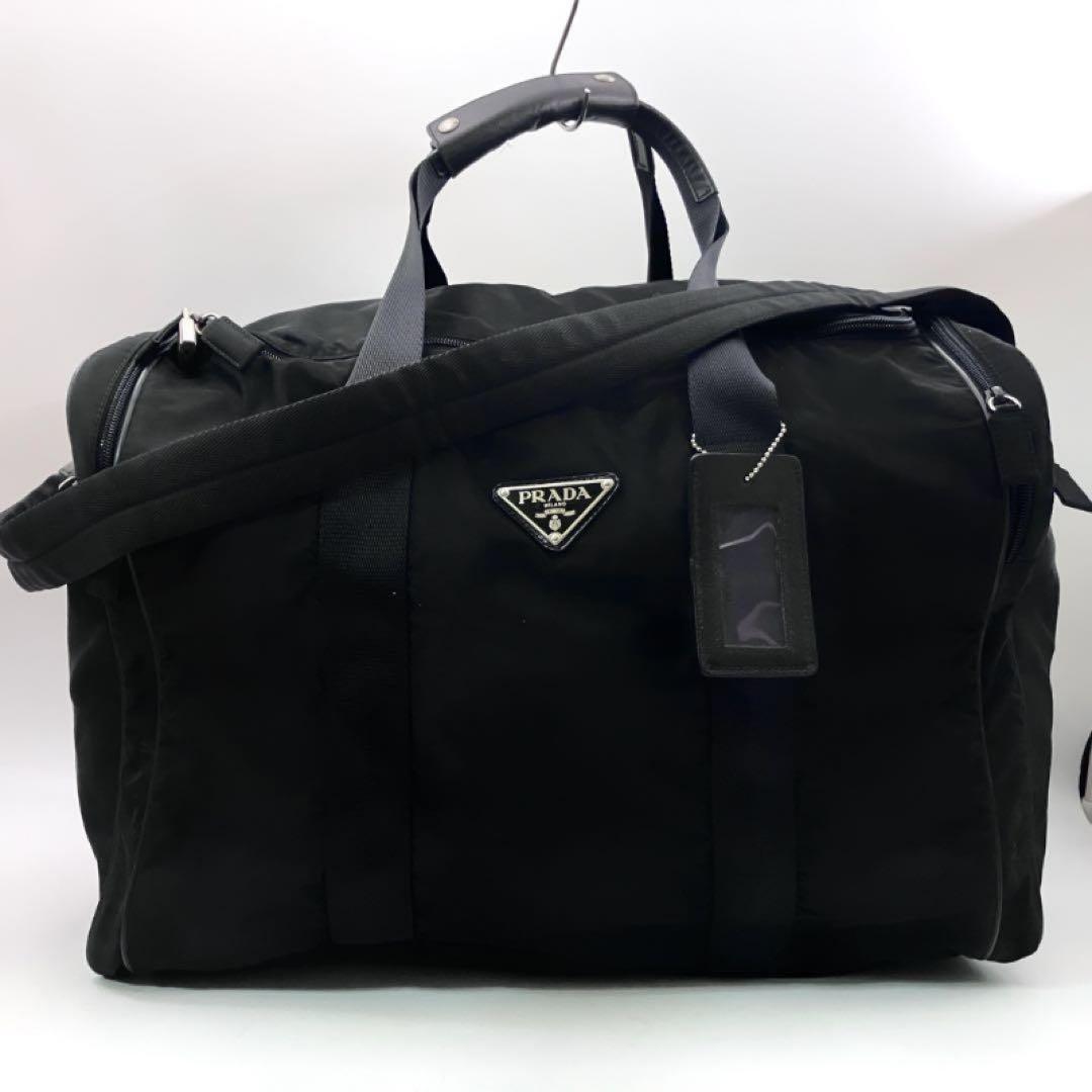 プラダ ボストンバッグ 2way ショルダーバッグ 黒 ナイロン レザー 2