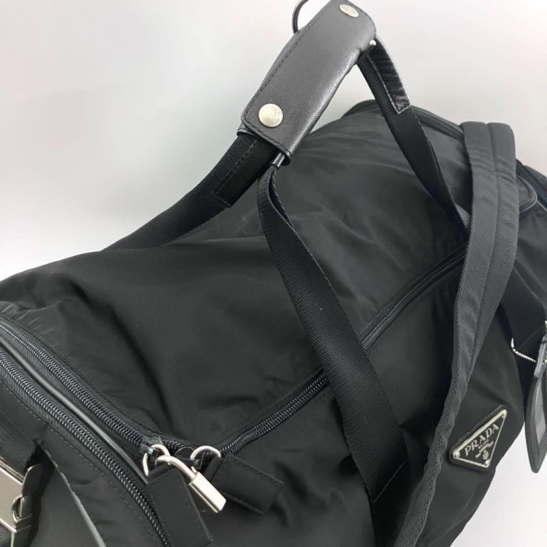プラダ ボストンバッグ 2way ショルダーバッグ 黒 ナイロン レザー 2