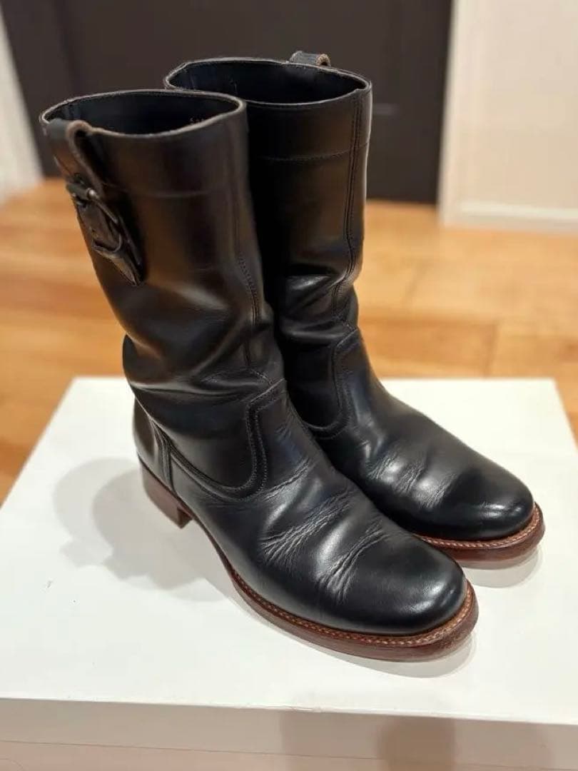 chausser ショセ ブラック レザー エンジニアブーツ ペコスブーツ