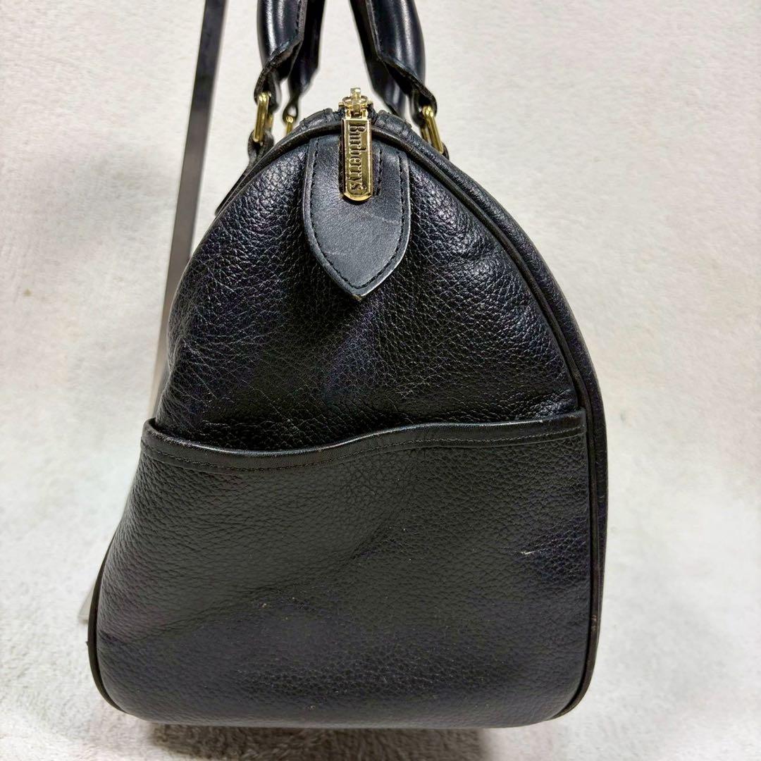 【美品✨】バーバリー ミニボストンバッグ ノバチェック ホースロゴ レザー 黒