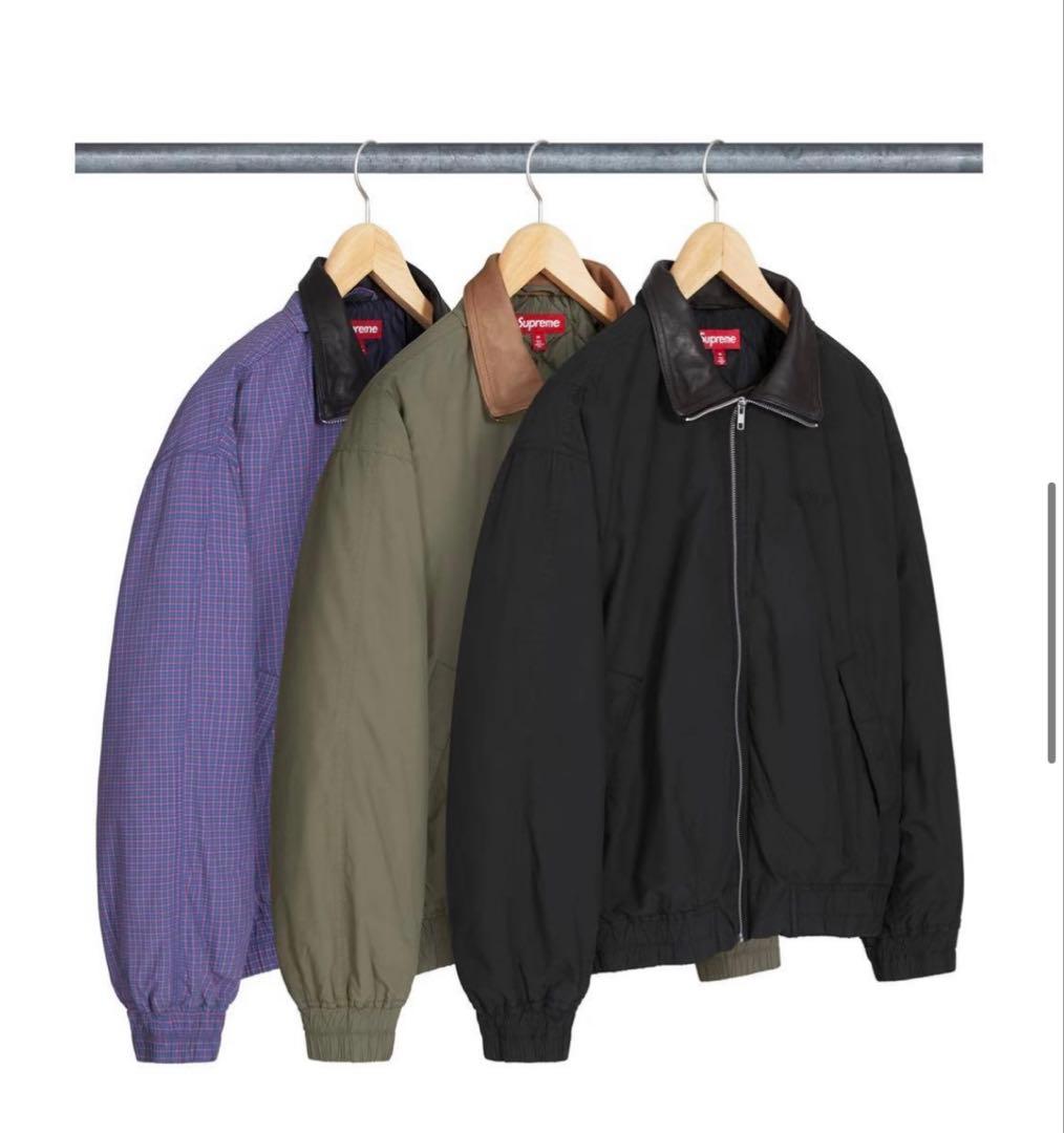 新品 SUPREME LEATHER COLLAR UTILITY JACKET