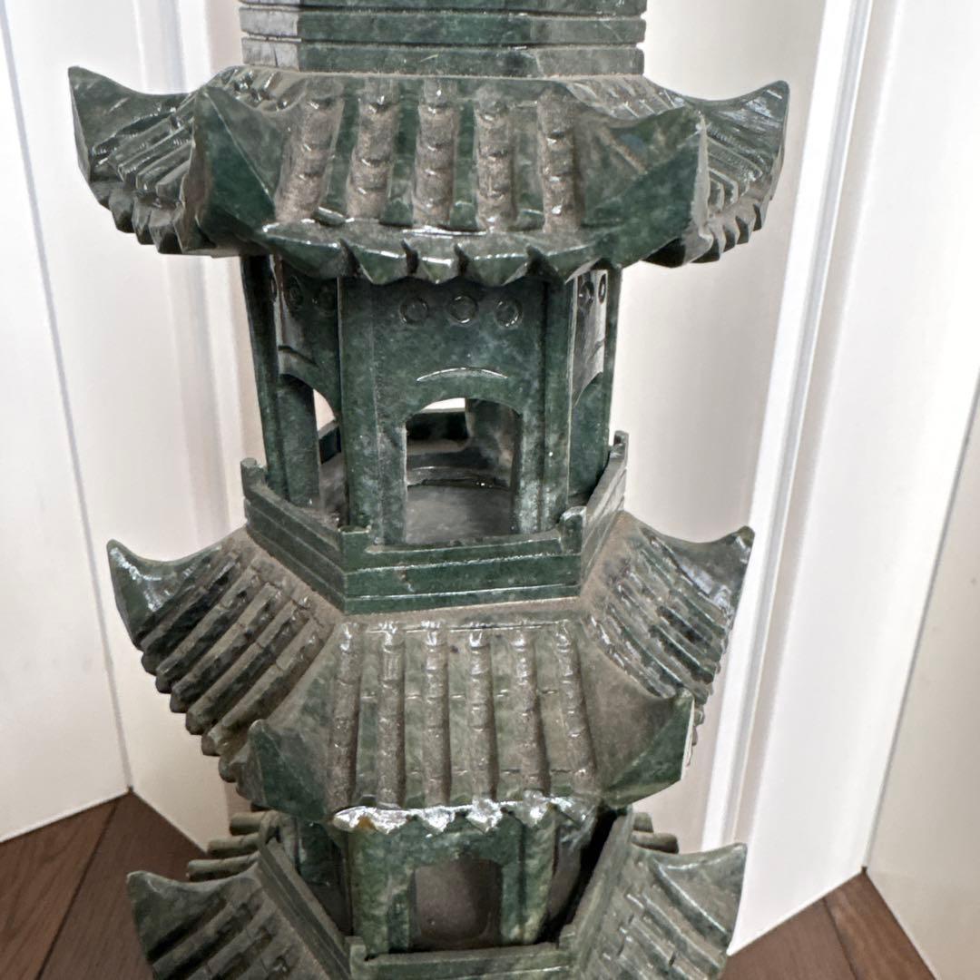 専用碧玉製多層塔 約66cm ヒスイ翡翠　緑石