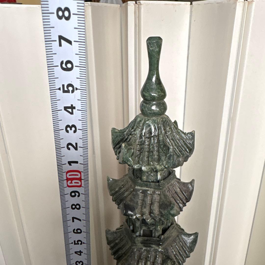 専用碧玉製多層塔 約66cm ヒスイ翡翠　緑石