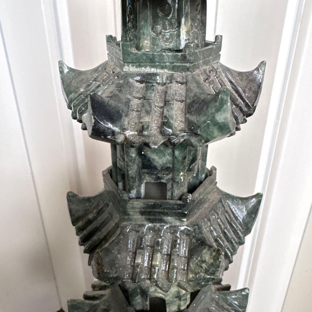 専用碧玉製多層塔 約66cm ヒスイ翡翠　緑石