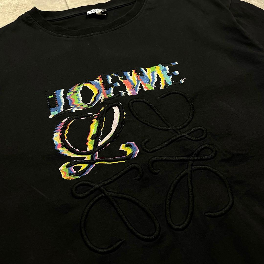 LOEWE アナグラム刺繍 ロゴプリントTシャツ 黒 メンズXL