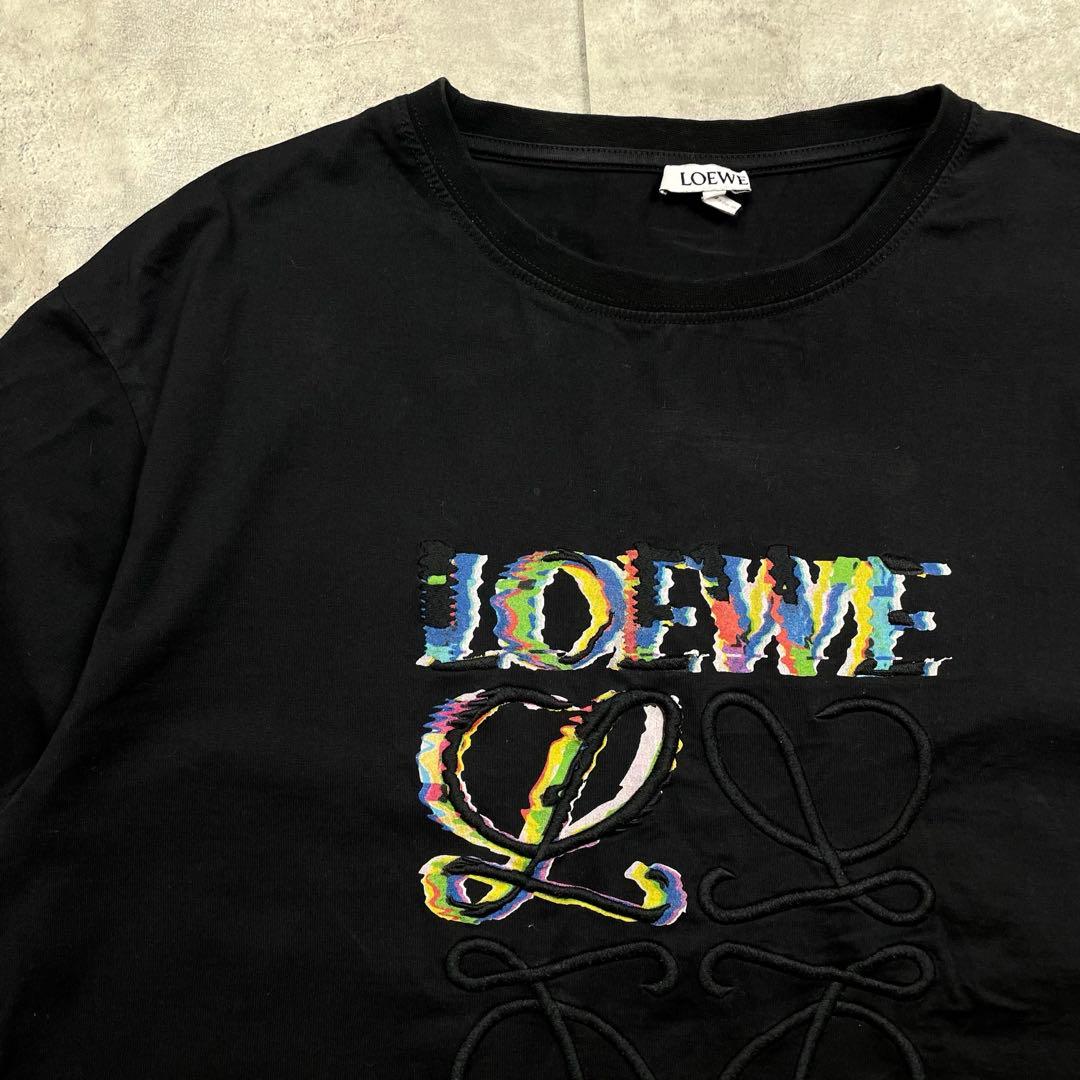 LOEWE アナグラム刺繍 ロゴプリントTシャツ 黒 メンズXL