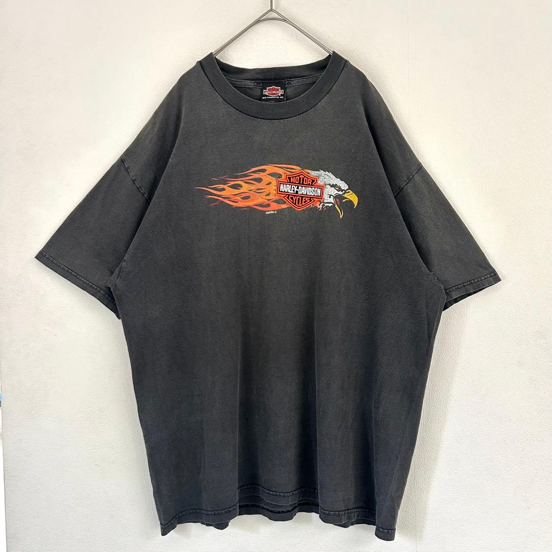 【超最高】ハーレーダビッドソン　Tシャツ　フレイム　刺繍　2000年　XL