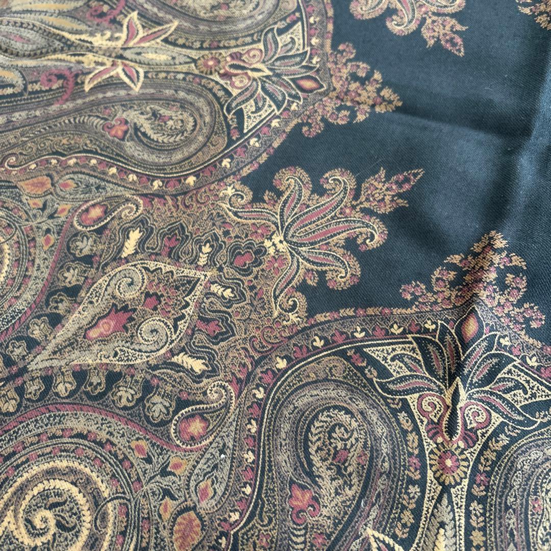エトロ　ウール&シルク　ショール　ETRO ペイズリー　大判スカーフ　イタリア製
