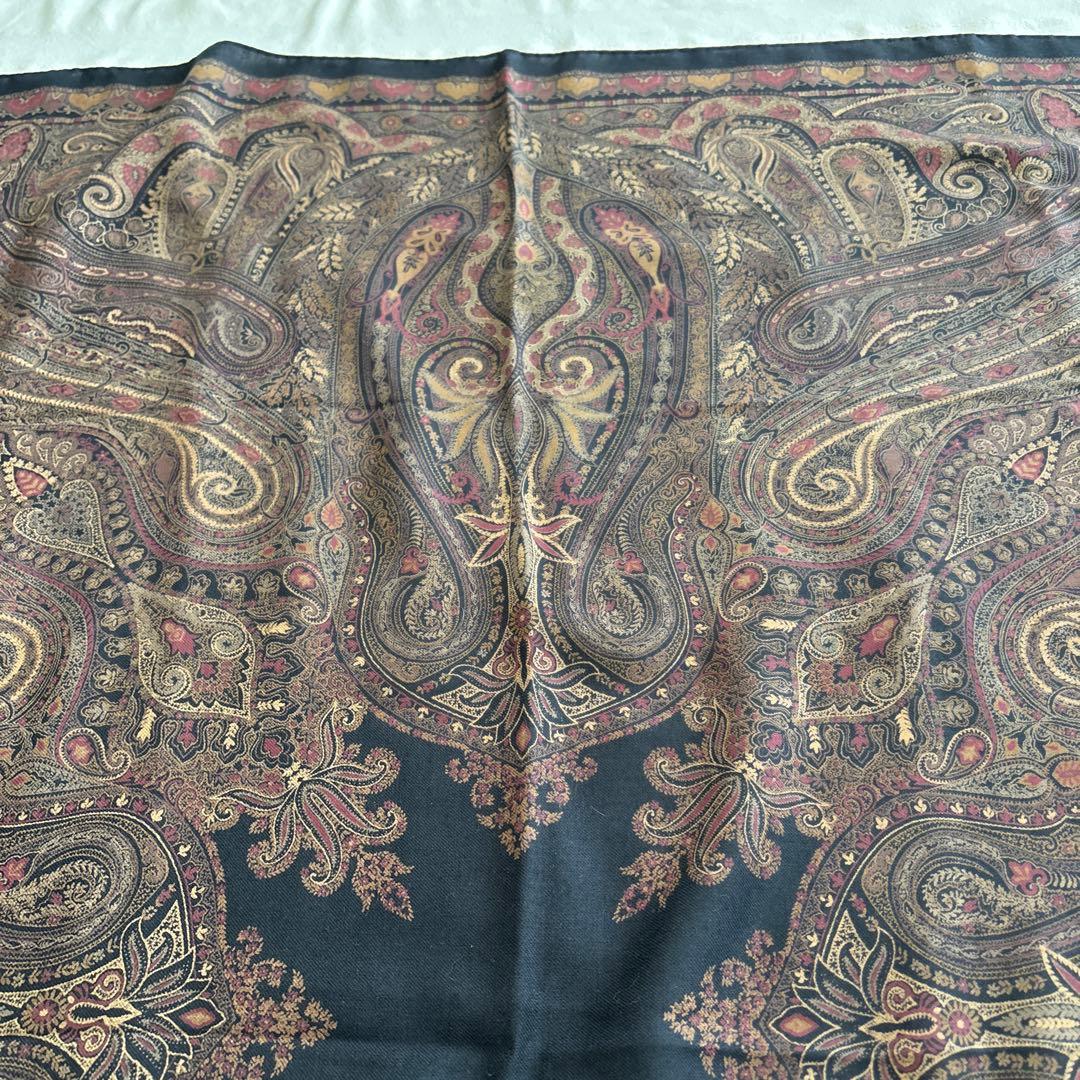 エトロ　ウール&シルク　ショール　ETRO ペイズリー　大判スカーフ　イタリア製