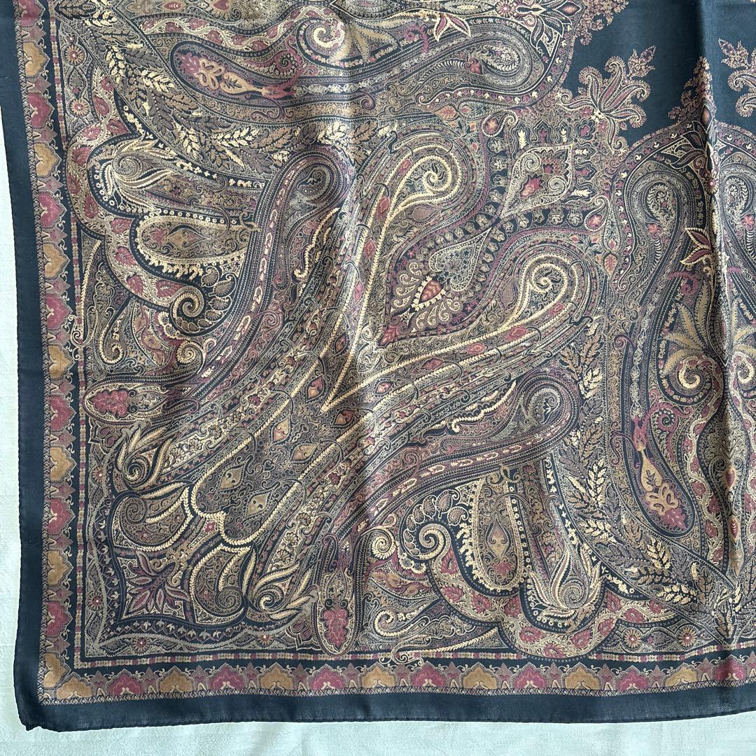 エトロ　ウール&シルク　ショール　ETRO ペイズリー　大判スカーフ　イタリア製