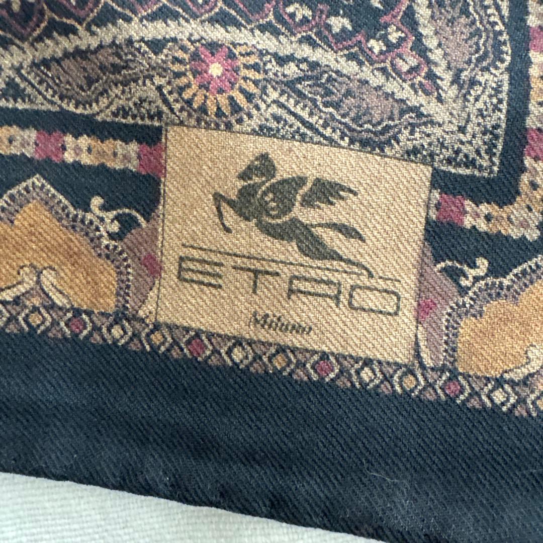 エトロ　ウール&シルク　ショール　ETRO ペイズリー　大判スカーフ　イタリア製