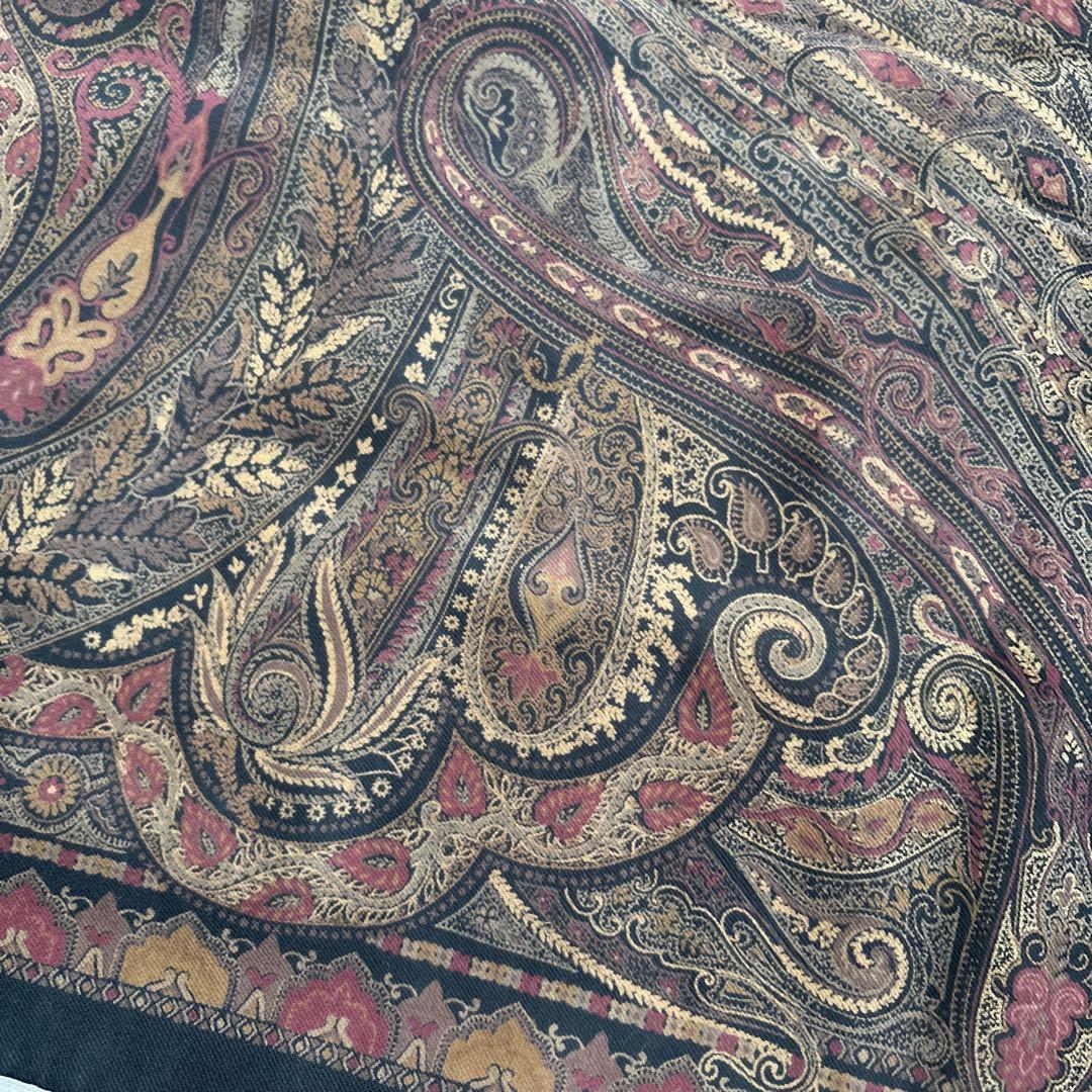 エトロ　ウール&シルク　ショール　ETRO ペイズリー　大判スカーフ　イタリア製