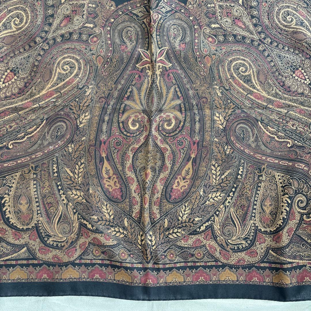 エトロ　ウール&シルク　ショール　ETRO ペイズリー　大判スカーフ　イタリア製