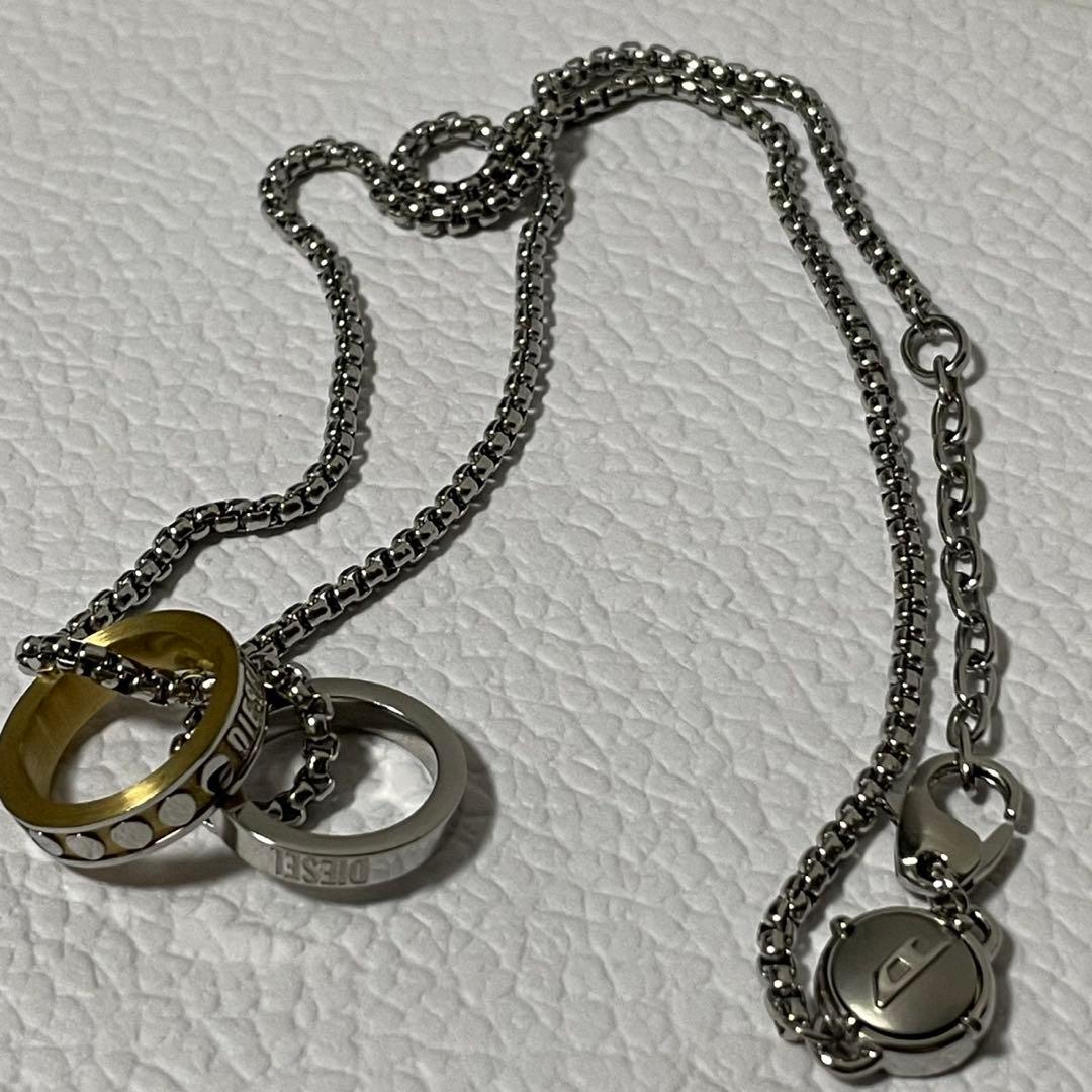 ✨未使用級✨️ DIESEL ネックレス　ダブルリング　ゴールドリング