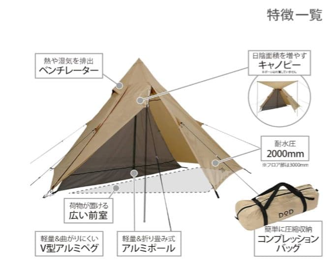 最終値下げ DOD ライダーズワンポールテント グランドシート セット ベージュ