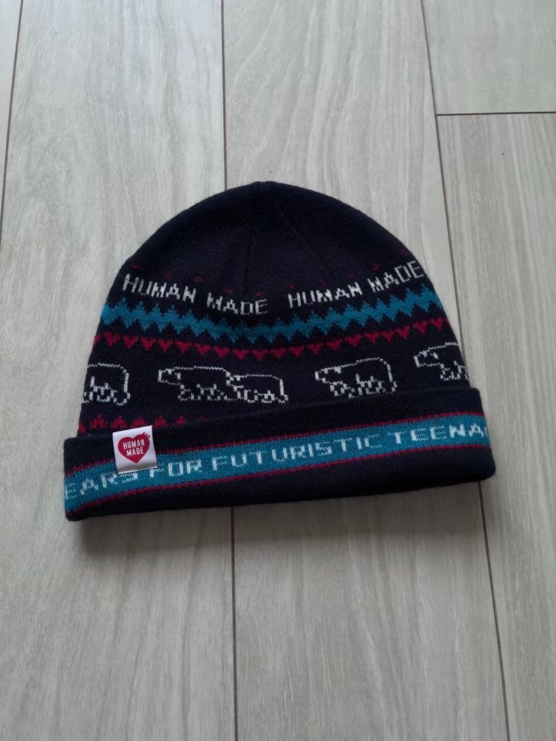 帽子 HUMAN MADE JACQUARD BEANIE \"Navy\"