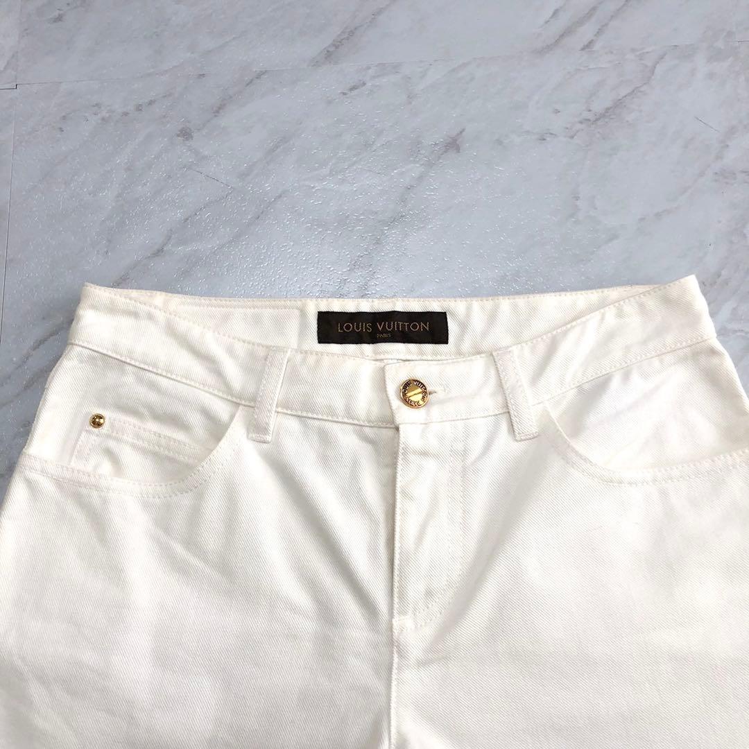 【美品】LOUIS VITTONE デニム 銀ボタン ロゴ ホワイト 36
