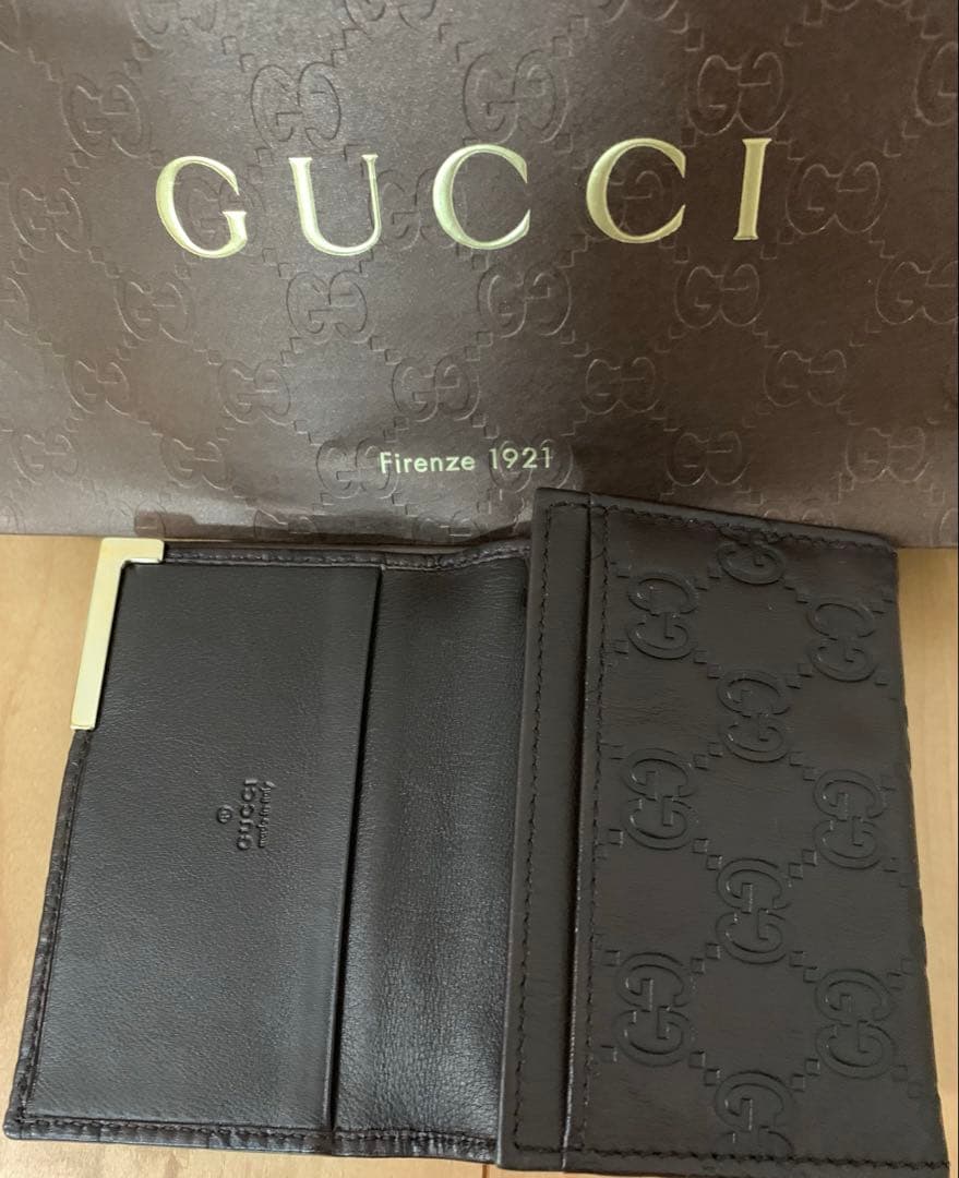 ◆GUCCI シマ レザー カードケース GG柄　名刺入れ