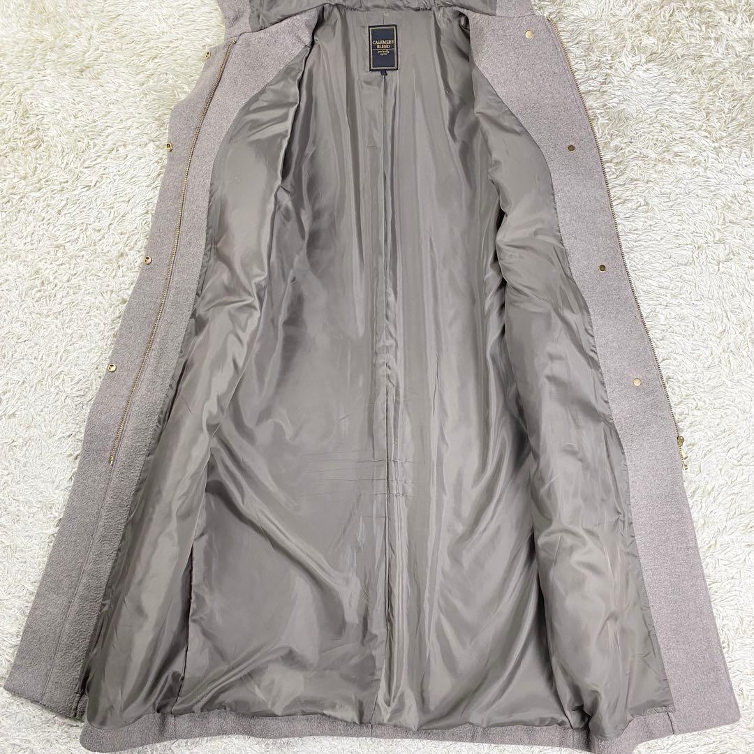 【美品】エニィファム カシミヤブレンドフーデットコート フード 2 ベージュ