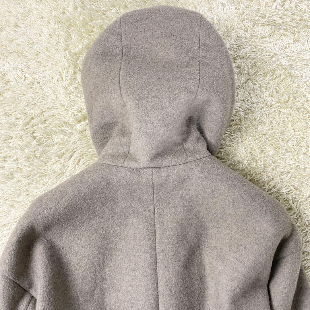 【美品】エニィファム カシミヤブレンドフーデットコート フード 2 ベージュ