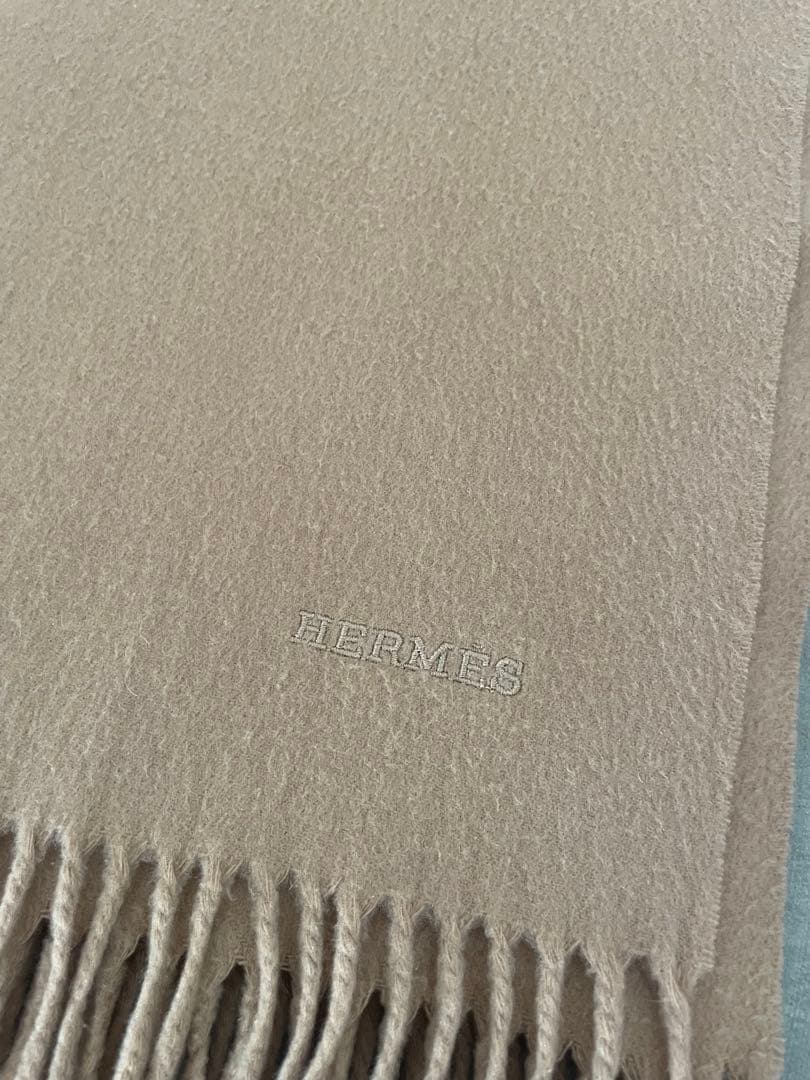 HERMES エルメス カシミヤ 大判 ストール ショール ベージュ