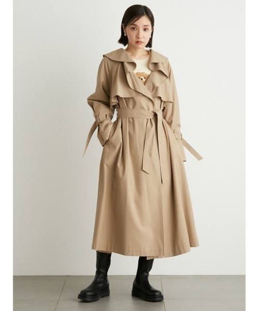 新品　リリーブラウン　ラッフルショールローブトレンチコート　サンプル品　春コート