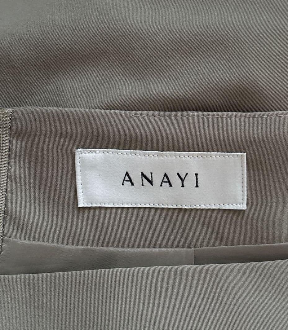 美品　ANAYI アナイ　ソフトグログランタック　スカート　春夏秋　カーキ　36