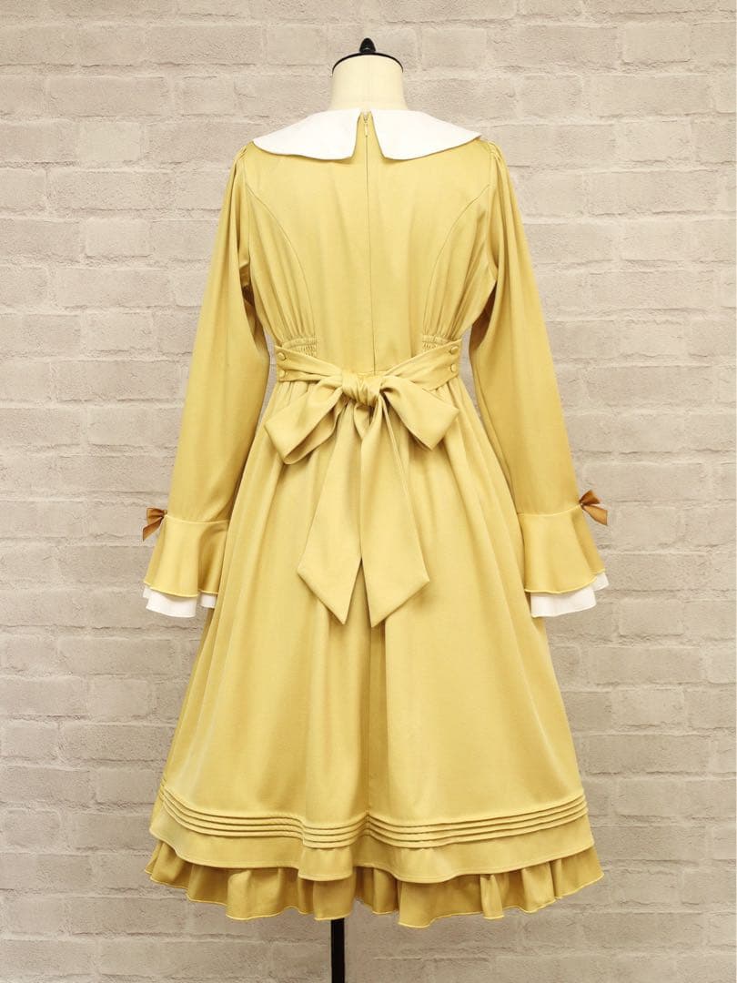 Flare Graceミドル丈ワンピース　イエロー