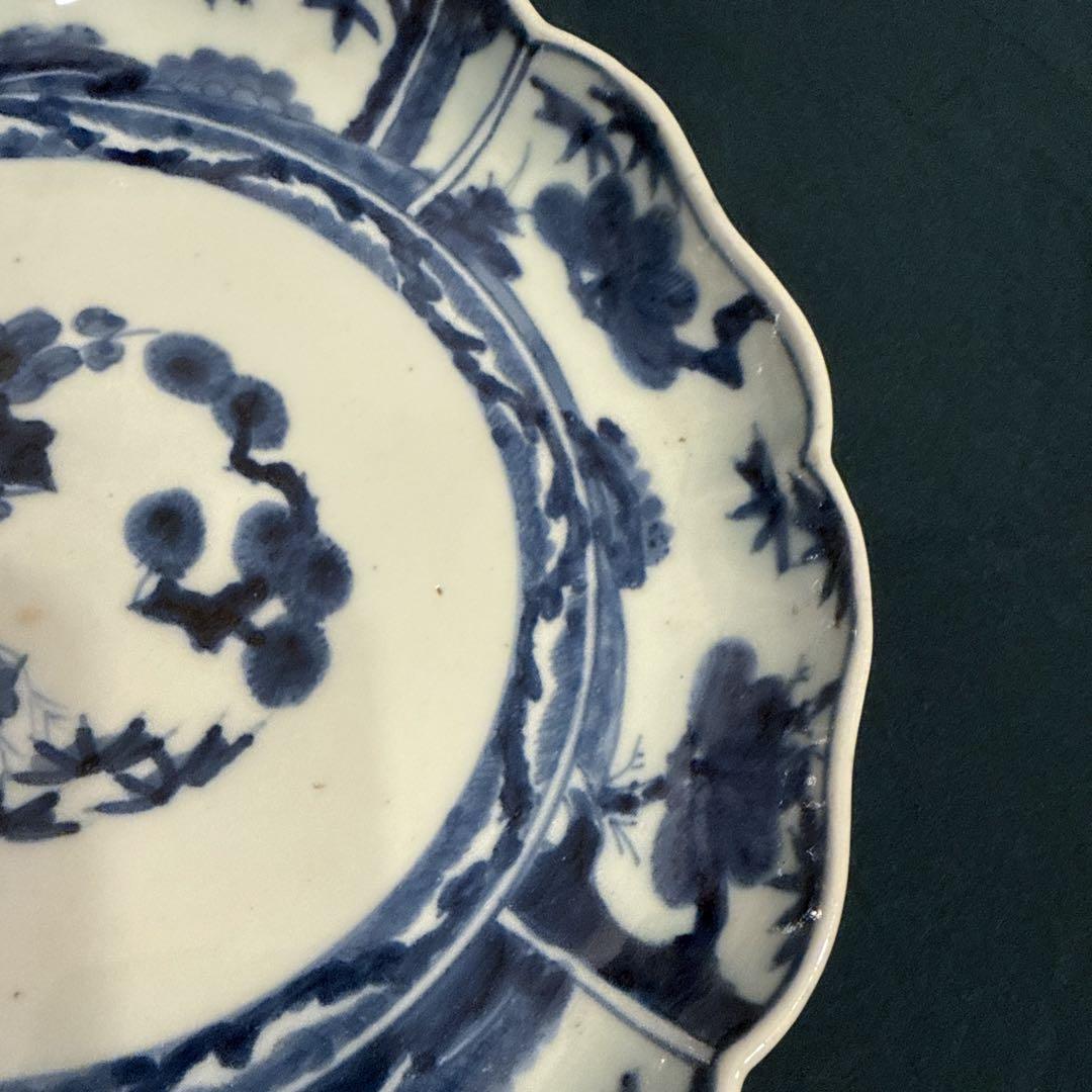 古伊万里　染付　松竹梅　7寸皿　無傷完品