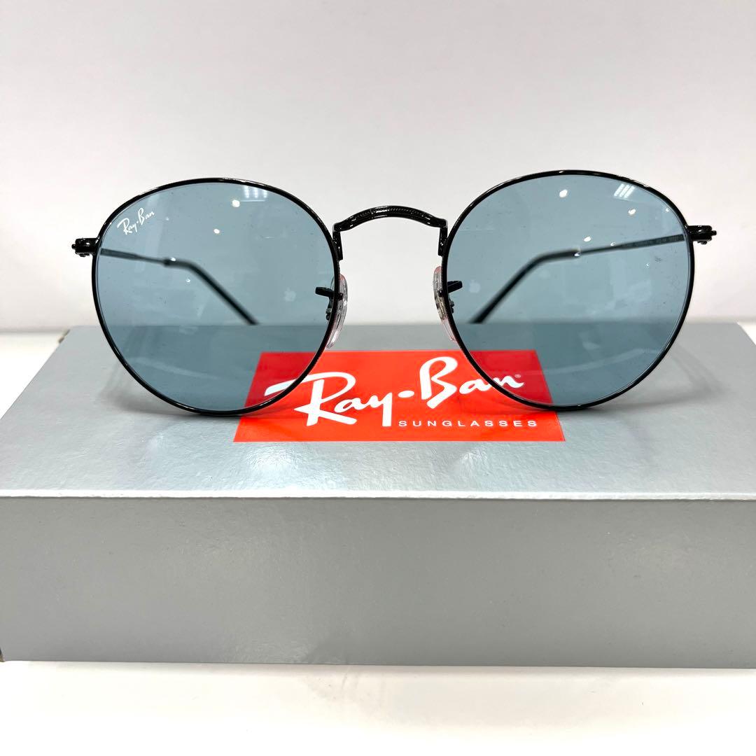 正規RayBanラウンドメタル RB3447　002/64 ブルーグレー茶ケース