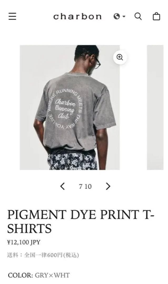 charbon シャルボン PIGMENT DYE PRINT T-SHIRTS
