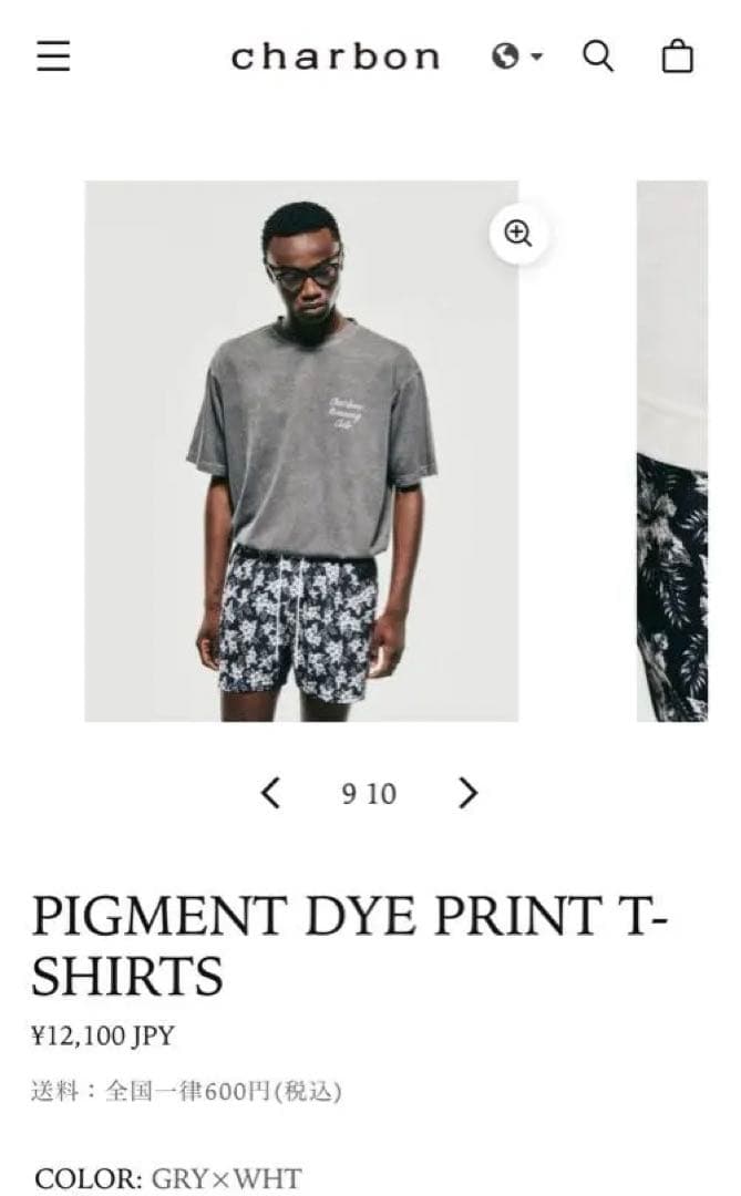 charbon シャルボン PIGMENT DYE PRINT T-SHIRTS