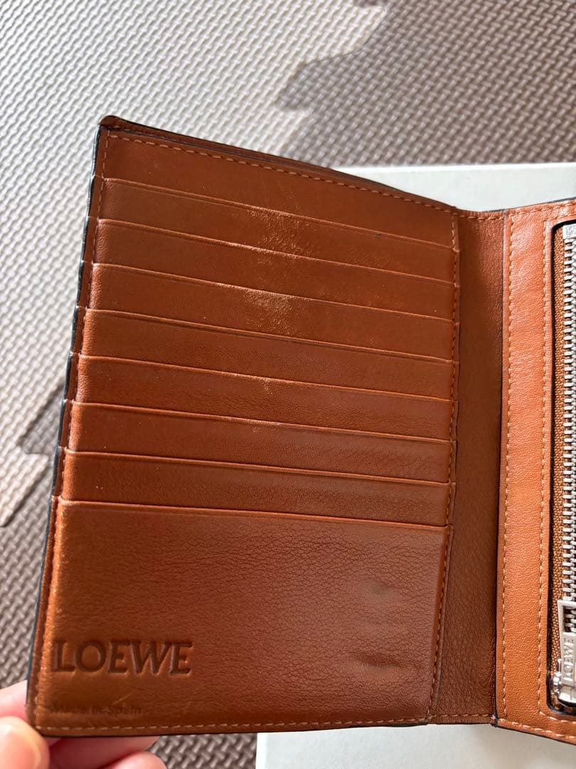 LOEWE 二つ折り財布 ネイビー レザー