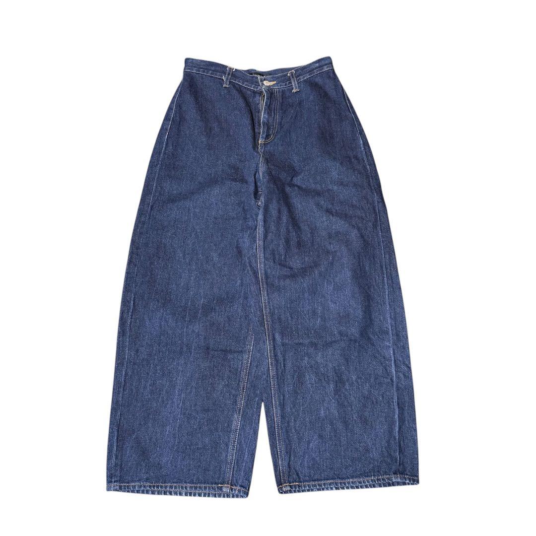 【美品】 ミズイロインド ワイドデニム ハイウエストデニム ワイドパンツ L