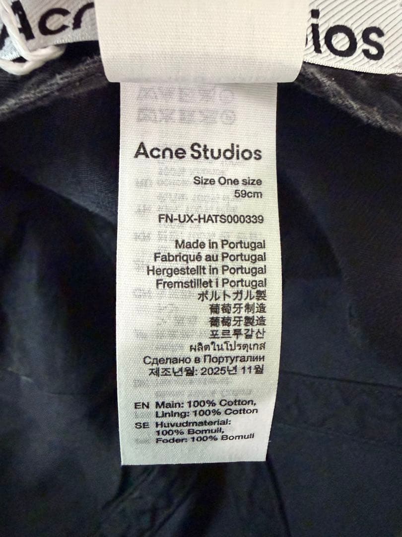 アクネ　Acne Studios ロゴ　キャップ　黒　ブラック　現行品　新品本物