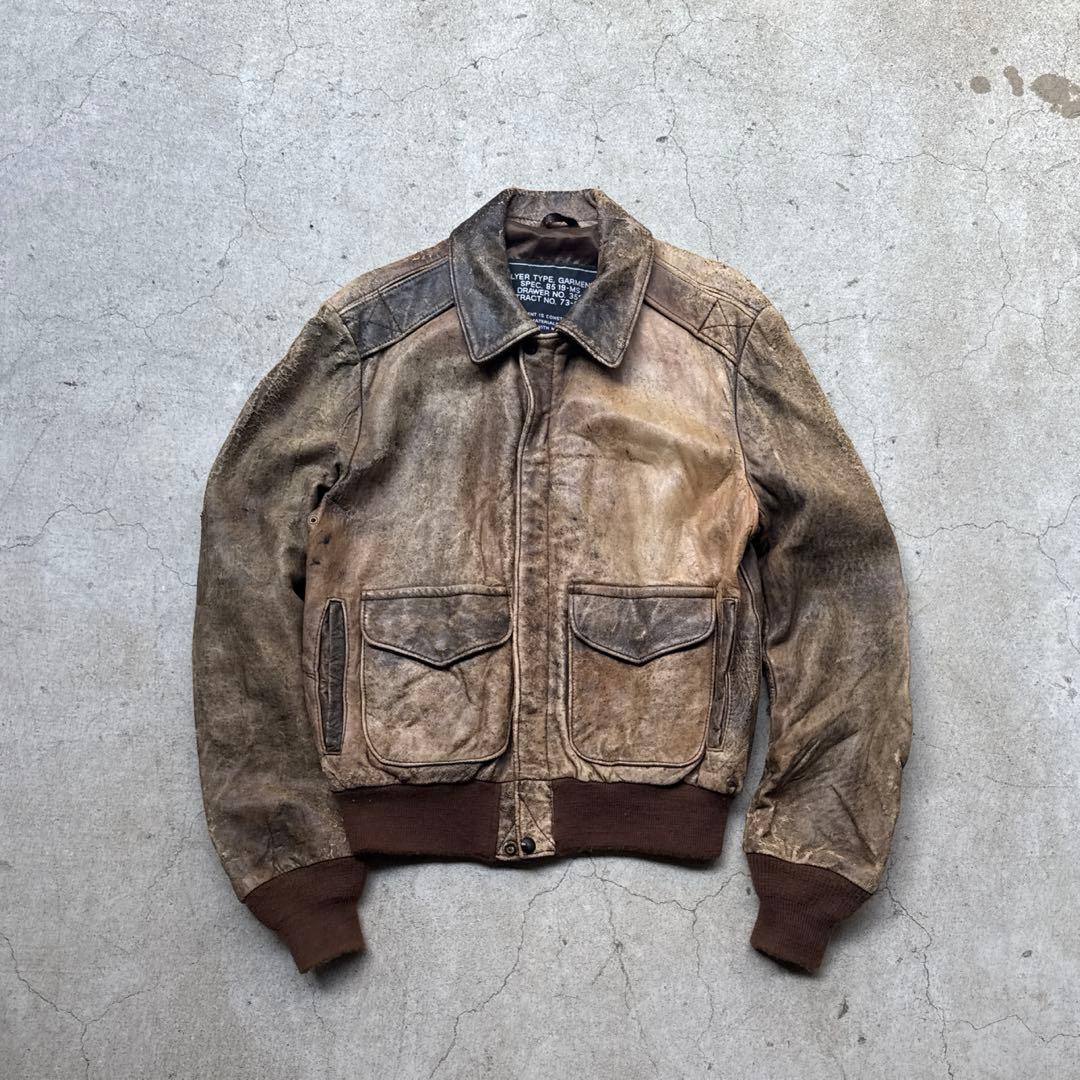 shott 70s ヴィンテージ激レア　ma-1 レザー　shott bros