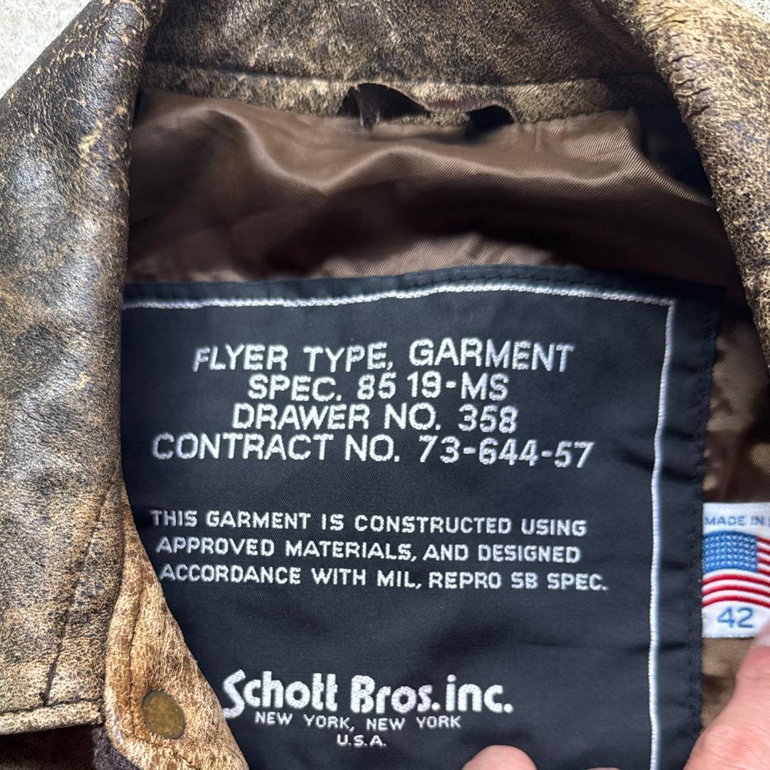 shott 70s ヴィンテージ激レア　ma-1 レザー　shott bros