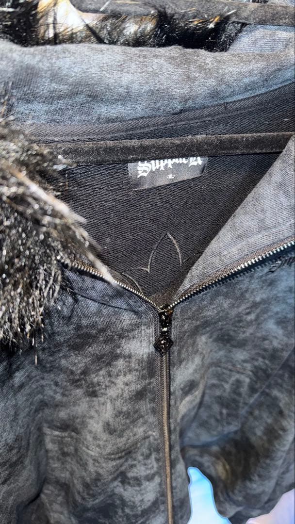 トップス SUPPLIER Faux Fur Cross Zip Hoodie