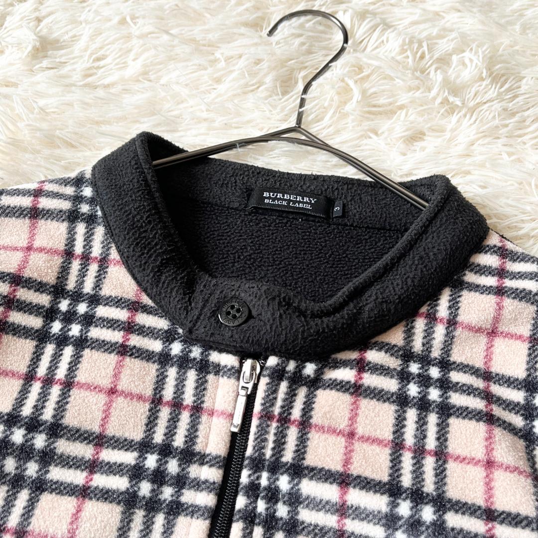 L★BURBERRY BLACKLABEL ノバチェック ボアジャケット 黒