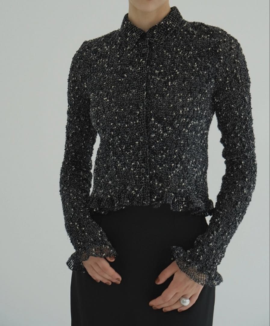 トップス CLANE MIX MESH GATHER SHIRT