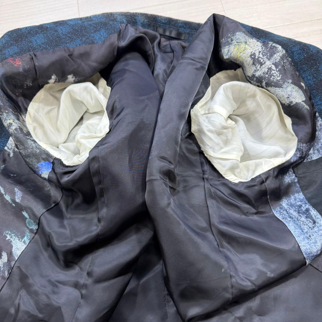 極美品 PS Paul Smith 裏地アート柄 チェック 比翼 ジャケット M