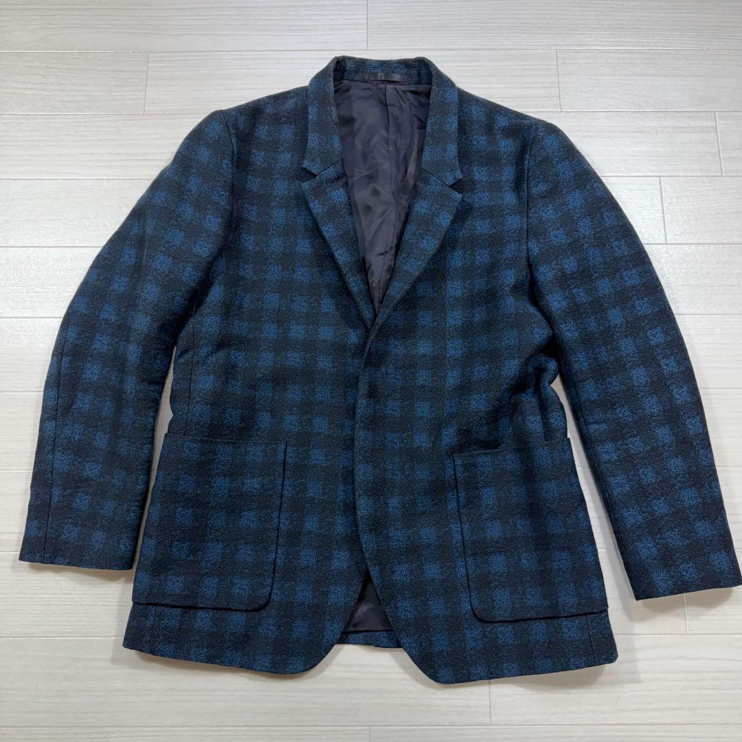 極美品 PS Paul Smith 裏地アート柄 チェック 比翼 ジャケット M